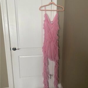 MACH & MACH Pink Ruffled Sexy Sillhoette Dress Size 4-6 Euro 42